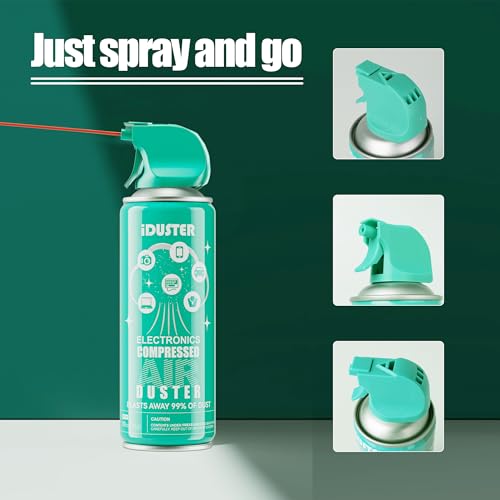 3PCS 10oz Compressed Canned Air Duster for Computer - iDuster Disposable Electronic Keyboard Cleaner for Cleaning Duster