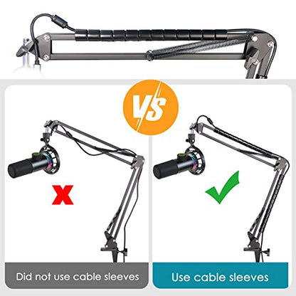Microphone Boom Arm with Cable Management – Adjustable Scissor Mic Stand Compatible with Fifine K669B/K670/K683A/K658/K688, AmpliGame A6V/A8, AM8 & Other USB/XLR Microphones by YOUSHARES