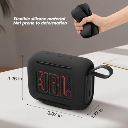 Silicone Case Compatible with JBL GO 5 Bluetooth Speaker, Travel Carrying Protective Sleeve Cover with Carabiner (Black) - color: Black