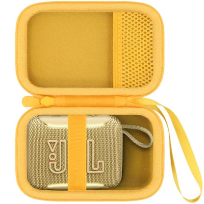 for JBL Go 5/4/3 Ultra Portable Speaker Hard Travel Case, Yellow | Protective Storage Bag with Mesh Pocket & Hand Strap, Shockproof EVA Carrying Box, Soft Lining - color: Yellow Case