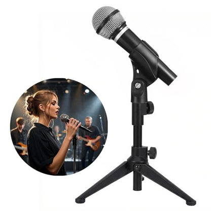 2 Pcs Universal Mic Clip for Stand, Microphone Holder for Mic Stand Adjustable Microphones Clamp with 5/8" Male to 3/8" Female Adapter