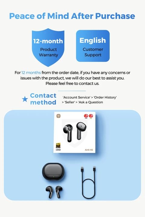 SoundPEATS Air6 HS LDAC Hi-Res Wireless Earbuds, Bluetooth 6.0, 13mm Driver | LDAC Hi-Res Audio Certified, 13mm Triple-Magnet Driver, 2MIC ENC, IPX5 Waterproof, Dynamic EQ, 45H, Bio-Composite Diaphragm - color: Black