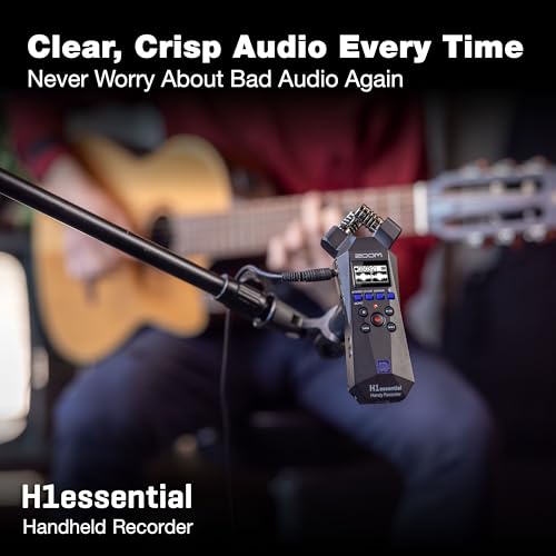 Zoom H1 Essential Recorder for Musicians, Podcasters & Content Creators | Clip-Free Audio with 32-Bit Float, X/Y Stereo Mics, USB Microphone Mode, 10-HR Battery, Accessibility Features