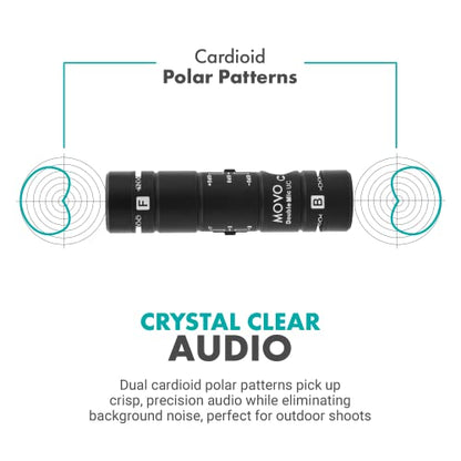 Movo DoubleMic-UC Dual Capsule USB C Microphone for iPhone 15/16/17 - Two-Sided Cardioid Condenser Microphone for Video Recording- Mic for iPhone 15/16/17