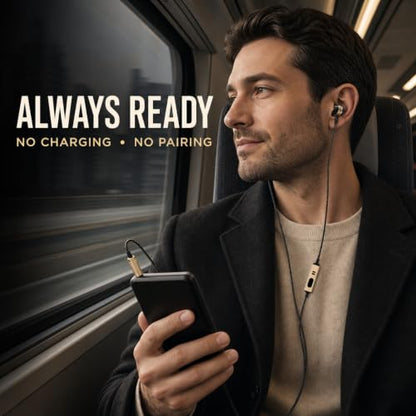 Betron AX5 Earphones Wired Earbud Headphones with Microphone | 3.5mm Jack, Plug in, Tangle-Free Cable, Sound Isolation, S/M/L Ear Buds , Carry Case included