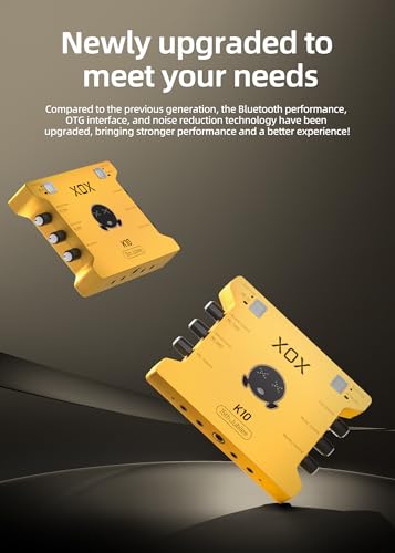 XOX K10 set live streaming audio interface,live sound card,audio mixer with wired microphone,monitor earphone and metal desktop microphone stand. (K10 S1 SET)