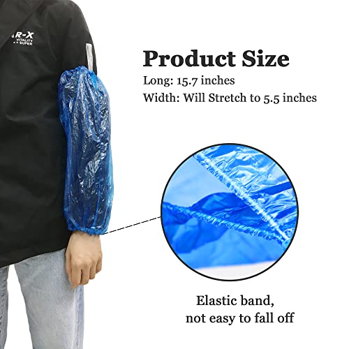 Yzurbu Disposable Arm Sleeves, Plastic Waterproof Oversleeves Protector Covers with Elastic on Cuff - color: Blue - 100pcs