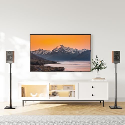 Mounting Dream Height Adjustable Speaker Stands for Bookshelf Speakers | Pair Floor Stand for Satellite & Small Speakers, Surround Sound stand for Bose Polk JBL Sony Yamaha and Others - 11LBS MD5402 - size: 9.4" W x 18" H Speaker