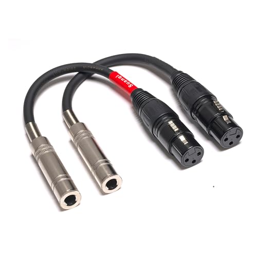 XLR Female to 1/4 Inch TRS Female Adapter Cable, 6 Inch, 2 Pack - style: XLR Female to TRS Female