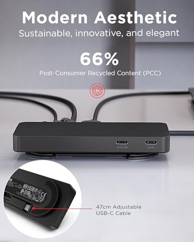 Lenovo USB-C 듀얼 디스플레이 여행용 도크 - 7 포트, 통합 케이블, 범용 호환성, 4K에서 디스플레이 2개 - 블랙 - style: USB 도크