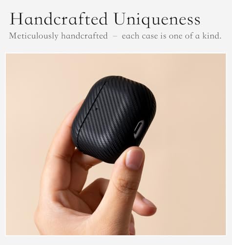 Envelop Series for AirPods 4th Generation Leather Case Cover - Black | Hand-crafted Case Fully Wrapped in Top Grain Leather; Carbon Fiber Finish; Soft Microfiber Inner Lining; Qi wireless charging - color: Black, size: Envelop Series