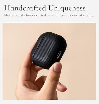 Envelop Series for AirPods 4th Generation Leather Case Cover - Black | Hand-crafted Case Fully Wrapped in Top Grain Leather; Carbon Fiber Finish; Soft Microfiber Inner Lining; Qi wireless charging - color: Black, size: Envelop Series