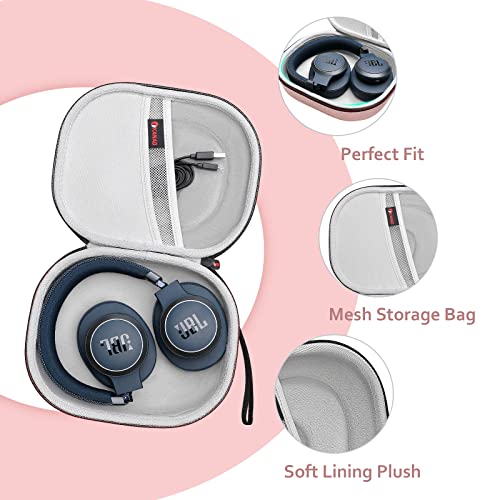 XANAD Hard Case Compatible with JBL Live or Tune Headphone,Fit for JBL Live 770NC/660NC/650BT/460NC/670NC or JBL Tune 510BT / 770NC/710BT/720BT/760NC/700BT/520BT Bluetooth Wireless Headphones（Pink） - color: Pink Outside+Gray Inside
