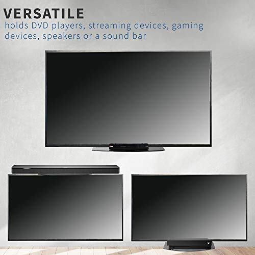 VIVO Under or Above TV VESA Wall Mount Shelving Bracket with Tilt, Glass Storage Shelf for DVD Player, Cable Box, Stereo, and AV Component, Black, MOUNT-SF04R