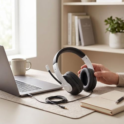 Yunseity Lightweight Gaming Headset with 3.5mm Jack Noise Canceling Microphone Over Ear Headphones for Kids Teens Adults Computer Phone