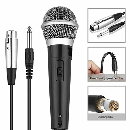 YS - 226 Unidirectional Wired Microphone, Handheld Dynamic Moving Coil Mic with Metal Mesh Pop Filter, Flat 50Hz - 15kHz Frequency Response for KTV, DVD, Amplifier, Mixer, Tour Bus