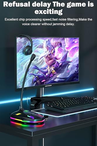 USB Computer Microphone with Mute Button&RGB Glowing Light Compatible with PC Laptop Desktop Win/Mac PS4/5,Play&Plug Gooseneck Microphone,Ideal Condenser Mic for Game,Podcast,Vocal,YouTube-M9