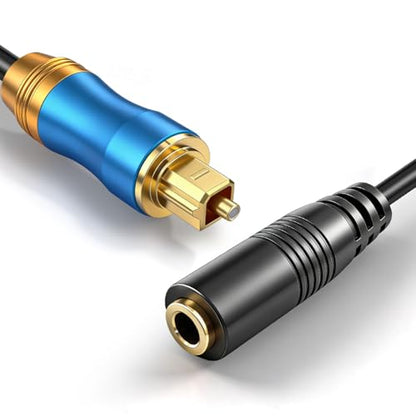 192KHz DAC Optical to 3.5mm Converter, Optical Audio Cable to AUX Adapter, Unidirectional from Digital to Analog SPDIF to 3.5mm Cable for TV Sound to Speaker Headphone with AUX-in Interface