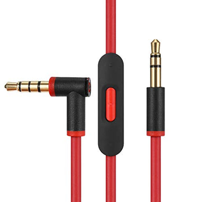 cipher Replacement Audio Cable Cord Wire,Compatible with Beats Headphones Studio Solo Pro Detox Mixr Executive Pill with in Line Mic and Control (Black Red) - color: Black Red