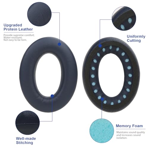 Replacement Ear Pads for Bose QuietComfort 45 QC35 QC35ii QC25 QC15 Over-Ear Headphones with Protein Leather& Memory Foam (Navy Blue) - color: QC45 Navy Blue