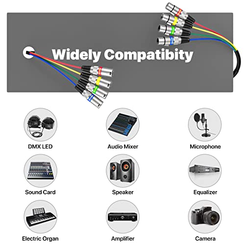 EBXYA 6ft 4 Channel Snake - Premium XLR Male to Female Snake Cable | 3-Pin Recording Snake Patch Cable for Live, Recording, Studios 2 Pack - size: 4-Channel 6 Feet