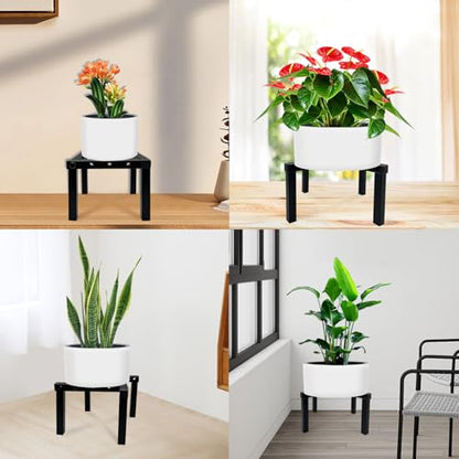 Four Legs Adjustable Metal Plant Stand for 5"-10" Plant Pot – Indoor & Outdoor (Black, 1 Pack) - color: Mini Black 5-10", style: 3 - Mini
