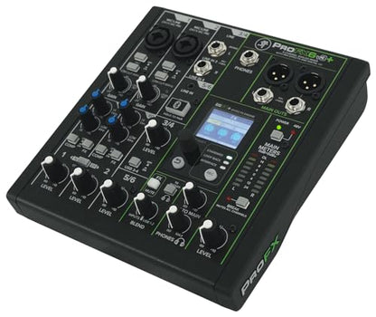 Audiosavings Bundle: (1) Mackie ProFX6v3+ 6-Channel Analog Mixer w/Enhanced FX/USB Recording/Bluetooth Bundle With (1) Rockville RCXFM20E-B 20 Foot Female to Male XLR Mic Cable Black 100% Copper