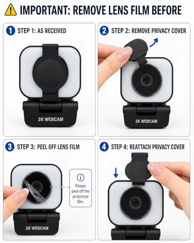 Atatat 2K Webcam for PC with Light, Microphone, Privacy Cover | Autofocus Web Camera for Desktop/Laptop/Monitor/Mac, Computer Camera for Zoom/Skype/Teams/Video Calling/Meeting