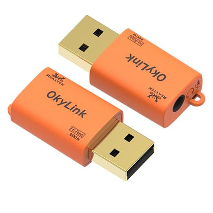 OkyLink USB to 3.5mm Audio Adapter, 96kHz Hi-Res DAC, Plug and Play,2-Pack | External Sound Card, TRRS 4-Pole, Realtek DAC Chip, Compatible with PS5/PS4, Windows, Mac - size: 2 Pack