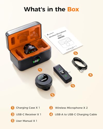 Wireless Lavalier Microphone for iPhone Android, AI Noise Reduction | Studio-Grade Audio Quality, 45H Battery Life, 100ft Stable Wireless Range, Magnetic Dual Wearing Options, Clear Voice Capture - size: 2TX + USB-C RX + 1CC