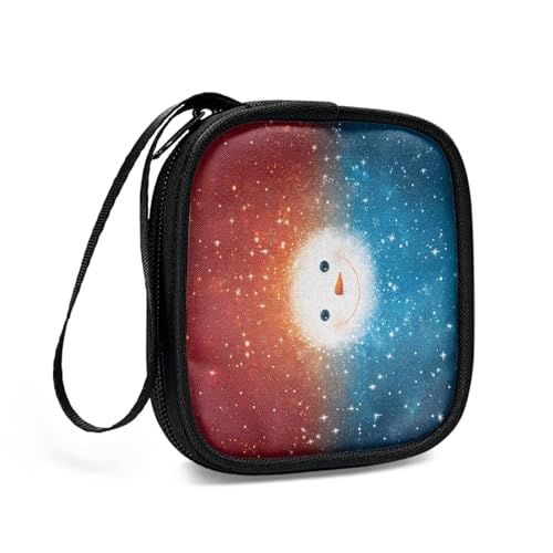 Christmas Snowman Face Headphones Carrying Case, Protective Shell Travel Bag for Cable, Charger Storage for Earphone, Earbud, Earpieces Headphone Bag Travel - color: Christmas Snowman Face