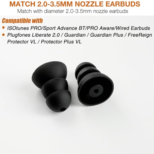 Replacement Triple Flange Eartips for ISOtunes & Plugfones Earbuds