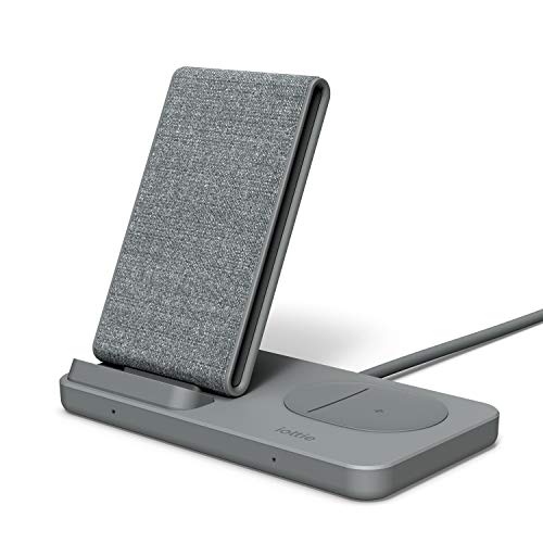 iOttie iON Wireless Duo CERTIFIED BY GOOGLE 15W Stand + 5W Pad Qi-Certified Charger | Compatible with Google, Google Pixel, Pixel Buds | Includes Power Cable & Adapter | Dark Grey - style: iON Wireless