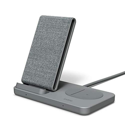 iOttie iON Wireless Duo CERTIFIED BY GOOGLE 15W Stand + 5W Pad Qi-Certified Charger | Compatible with Google, Google Pixel, Pixel Buds | Includes Power Cable & Adapter | Dark Grey - style: iON Wireless