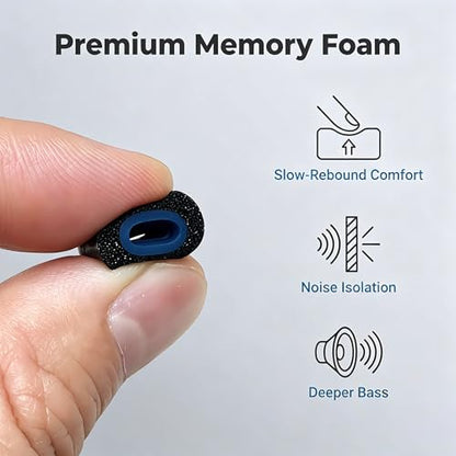 Memory Foam Replacement Earbuds Tips Universal Threaded Grip for 4.5mm-6mm | 3 Pairs Sport Anti-Slip Foam Ear Tips, Noise Isolating, Secure Fit, with Storage Box - size: 4.5mm-LMS