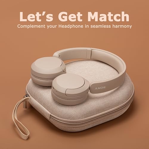 Ginsco Universal Headphone Case Compatible with JBL Tune 510BT 720BT, Sony WH-CH 720N/WH-CH520, with Sony/JBL/Soundcore Life Q20i Q30/BERIBES/TOZO/KVIDIO etc Wireless Headphones Beige - color: Beige