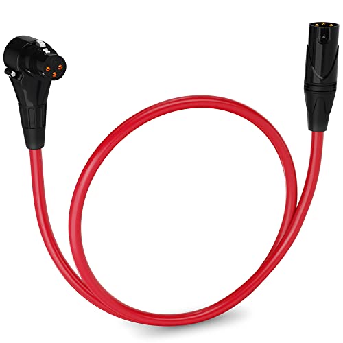 LyxPro 1.5 ft XLR Mic Cable, Male to Right-Angle Female, Red - color: Red, size: 1.5 Feet Angled Female