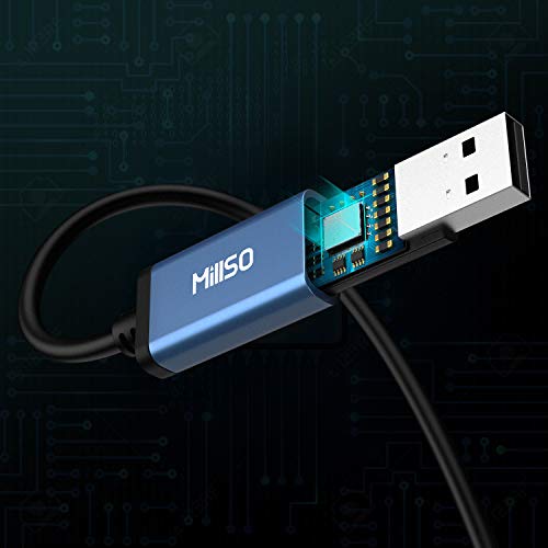 USB to 3.5mm Audio Jack Adapter TRRS USB to Aux Audio Jack 3 Feet | Sapphire Blue, Metal Shell, Premium External Stereo USB Sound Card for Headphone, Speaker, PS4, PS5, PC, Laptop, Desktop - size: 3 Feet
