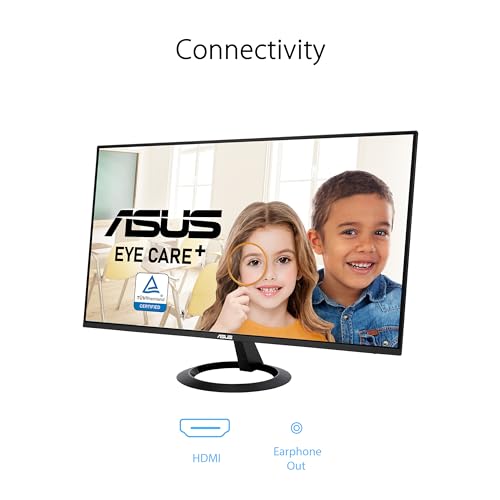ASUS 24” (23.8-inch viewable) Eye Care Monitor (VZ24EHF) - IPS, Full HD (1920 x 1080), Frameless, 100Hz, Adaptive-Sync, 1ms, HDMI, Low Blue Light, Flicker Free, Ultra-Slim Profile, 3 Year Warranty - style: 100Hz Frameless