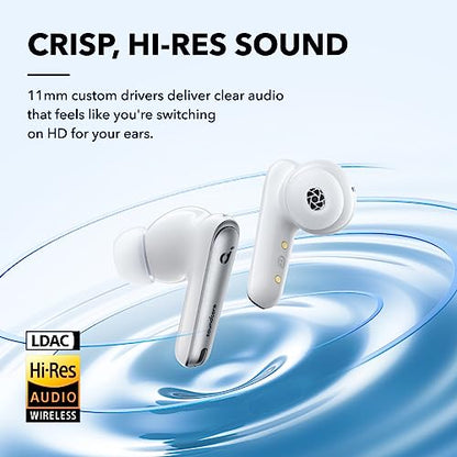 Soundcore by Anker Liberty 4 NC Wireless Earbuds | 98.5% Noise Reduction, Adaptive Noise Cancelling to Environment, Hi-Res Sound, 50H Battery, Wireless Charging, Bluetooth 5.3 - color: Clear White