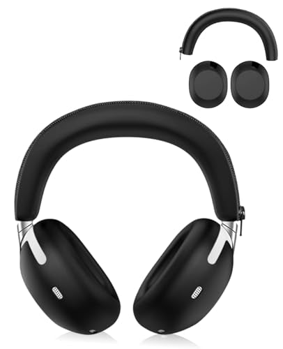 2-in-1 Silicone Protective Cover Set for Sony 1000X THE COLLEXION Headphones, Sweatproof Headband Cover + Integrated Ear Cups Protector (Ear Pads & Shell), Full Coverage(Black) - color: Black