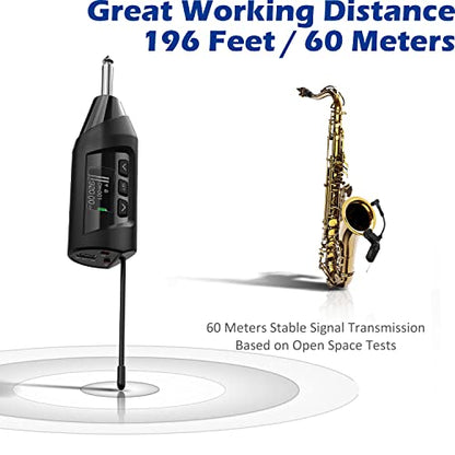 SGPRO TR15 Wireless Clip-On Saxophone Microphone System | For sax and trumpet, Preset EQ and echo, 196 ft range, Rechargeable, 4.5-hour runtime, Solo vocals and band performances - color: TR-15 | Portable Single Set