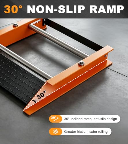 450lb Cable Drum Roller Stand,Fits 28" Reel,Heavy Duty Wire Spool Dispenser | Steel Frame,Rustproof Coat,No Assembly,Portable Handle,6 Adjustable Positions,Loading Ramp,for Industrial Electrical Home Use