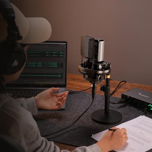 MAONO PM500 XLR Condenser Microphone, 34mm Large Diaphragm for Studio Vocal | Cardioid Pickup, Professional Studio Sound for Podcasting, Recording, Streaming, Vocals, Voice-over, Music, ASMR