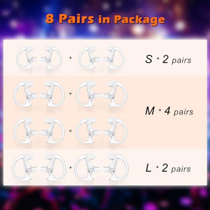 Zeadio 8-Pair Pro-Grade Covert Surveillance Earbud, Replacement Ear Insert, Silicon Earmold Earplug for Two-Way Radio Earpiece Audio Coil Tube, Compatible with Motorola/Kenwood ect (16pcs) - style: Pair of 8