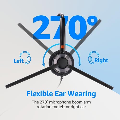 IPD IPH-160 Phone Headset with Noise Cancelling Microphone for Office and Call Center- Comapatible with Polycom VVX, Aastra,Avaya Digital, Nortel,Samsung,Mitel landline Phones. | Office and Call Center, Compatible with Polycom VVX, Aastra, Avaya Digital,