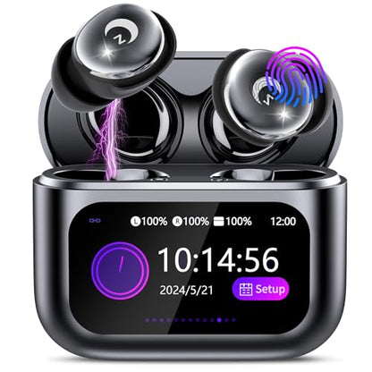 VEKJ Sleep Earbuds Bluetooth 5.4, 48H Smart Touch Screen in Ear Ear Buds, 2025 Mini Sleep Headphones Small Design for Side Sleepers, 5 EQ Modes, Clear Calls, IPX7 Waterproof in Ear Earphones