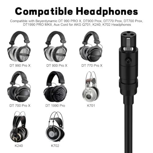 Replacement Coiled Cable for Beyerdynamic DT990 DT770 DT900 PRO X, AKG Q701 | 3.5mm to Mini-XLR Audio Cable Compatible with Beyerdynamic DT700 PRO X, DT1990 PRO MKII, Headphone Cord for AKG K240, K702