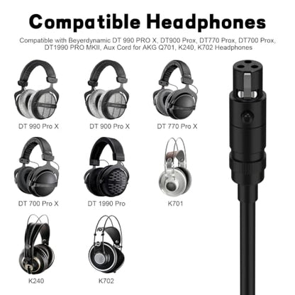 Replacement Coiled Cable for Beyerdynamic DT990 DT770 DT900 PRO X, AKG Q701 | 3.5mm to Mini-XLR Audio Cable Compatible with Beyerdynamic DT700 PRO X, DT1990 PRO MKII, Headphone Cord for AKG K240, K702