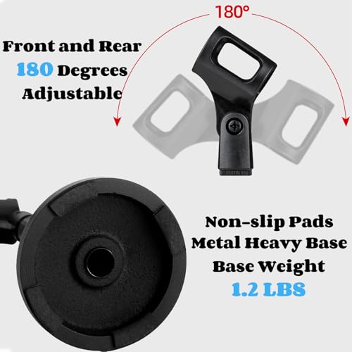 2 Pcs Microphone Stand Desktop, Adjustable Table Mic Stand with Mic Clip and 5/8" Male to 3/8" Female Screw Adapter, Heavy Base, Compatible with Most Mics (Pack of 2) - size: style 1 (Pack of 2)